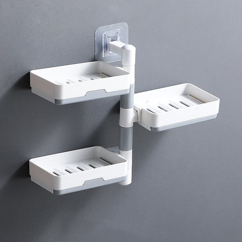 Wall-mounted non-perforated rotatable soap dish