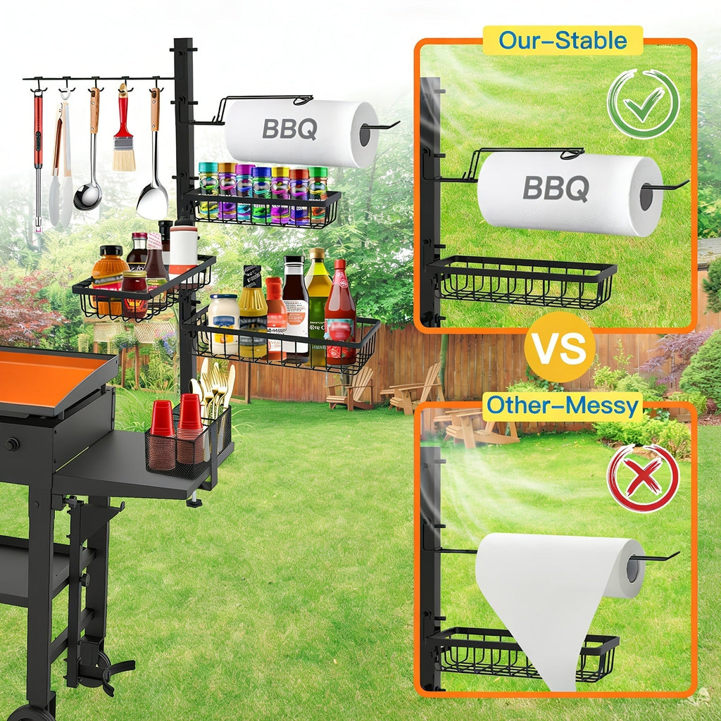 Griddle Caddy Organizer with Paper Towel Holder & Spice Rack — image 4