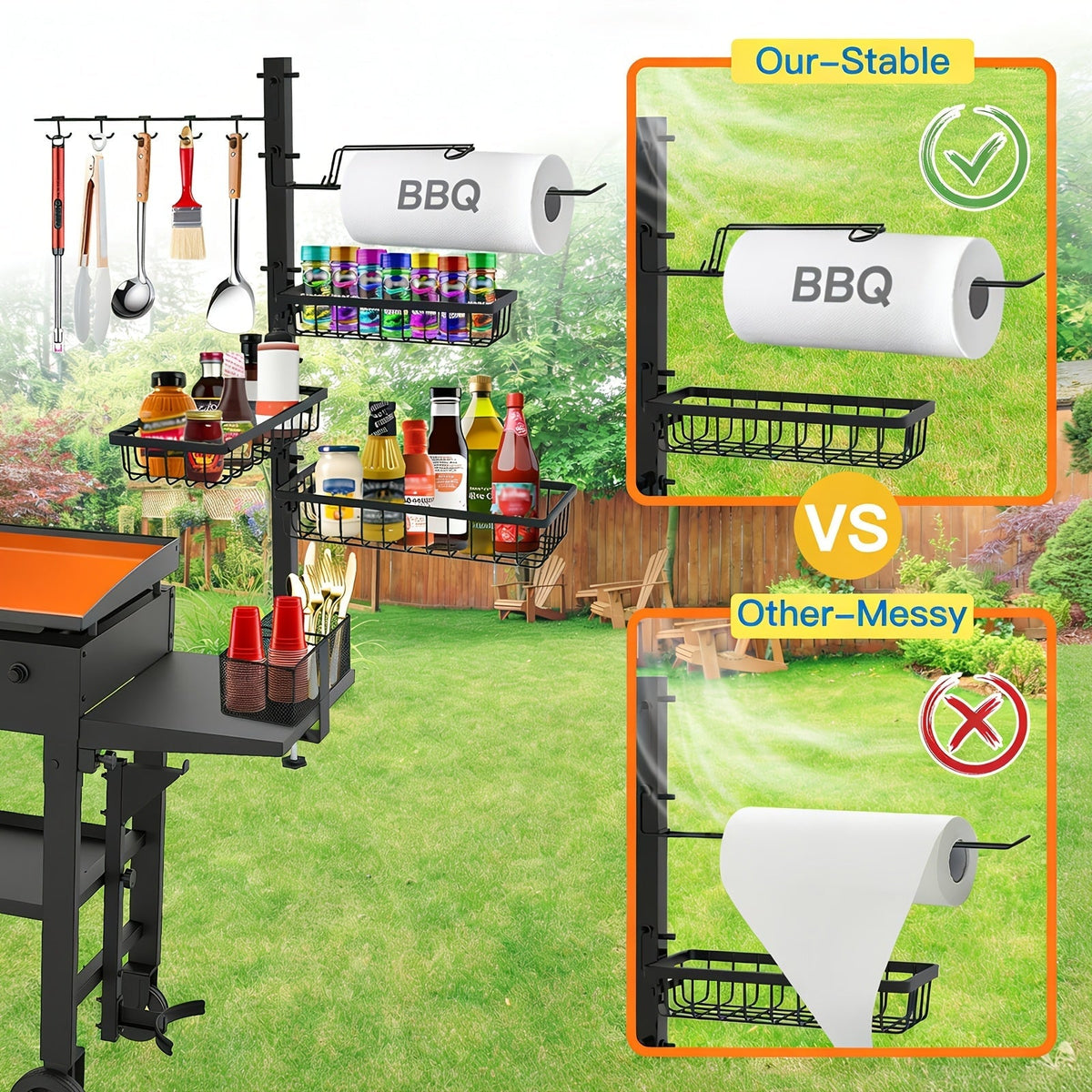 Griddle Caddy Organizer with Paper Towel Holder & Spice Rack — image 4