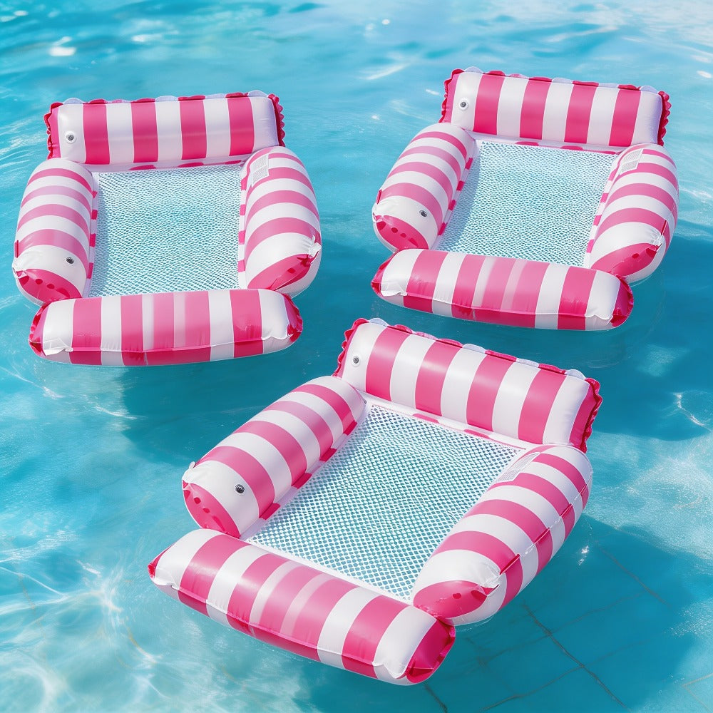 Striped Mesh Pool Float Chair Set, 110cm Size in Blue, Dark Blue, Pink or Mixed Two- and Three-Piece Options — image 12