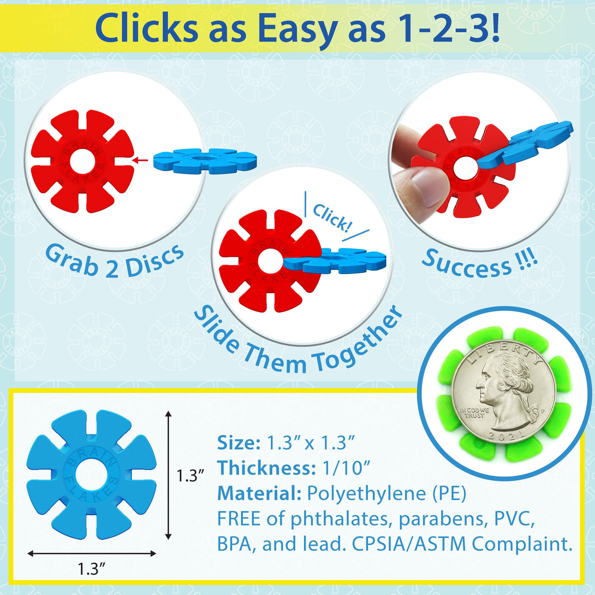 Brain Flakes Interlocking Disc Building Set 500 Pcs with the Listed Color, Size or Set Options for Everyday Use — image 14