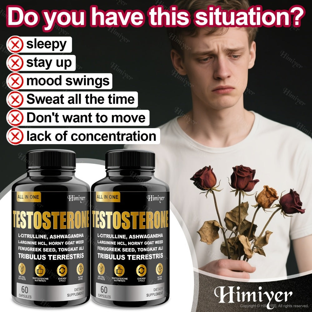 Tongkat Ali Testosterone Booster for Men with Tribulus, Fenugreek & L-Arginine - Plant-Based Natural Supplement for Strength 