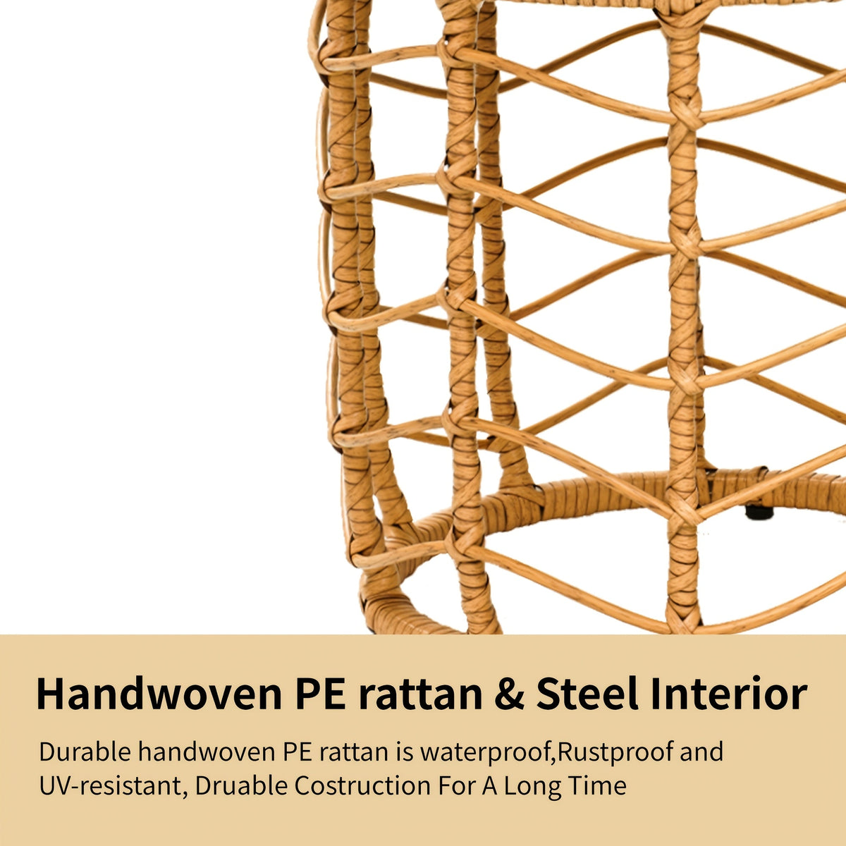 Outdoor Side Tables for Patio, Set of 2 Nesting PE Wicker Frames with Tempered Glass Tops for Patio or Balcony Layouts — imag