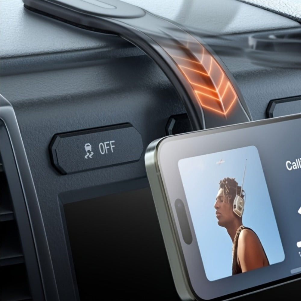 Flexible Gooseneck Car Phone Mount with Round Magnetic Head, Dashboard Base and Two Black Model Options — image 2