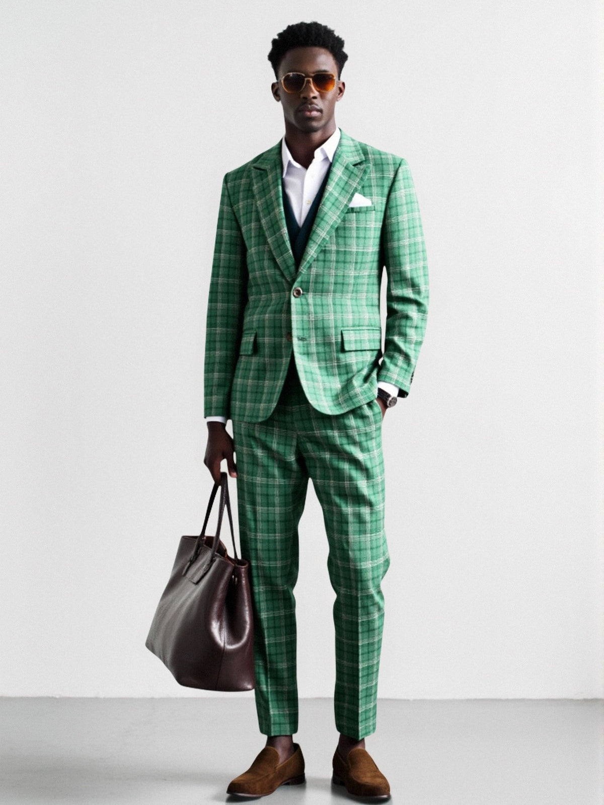Mens Double-breasted Suit Jacket And Pants Set