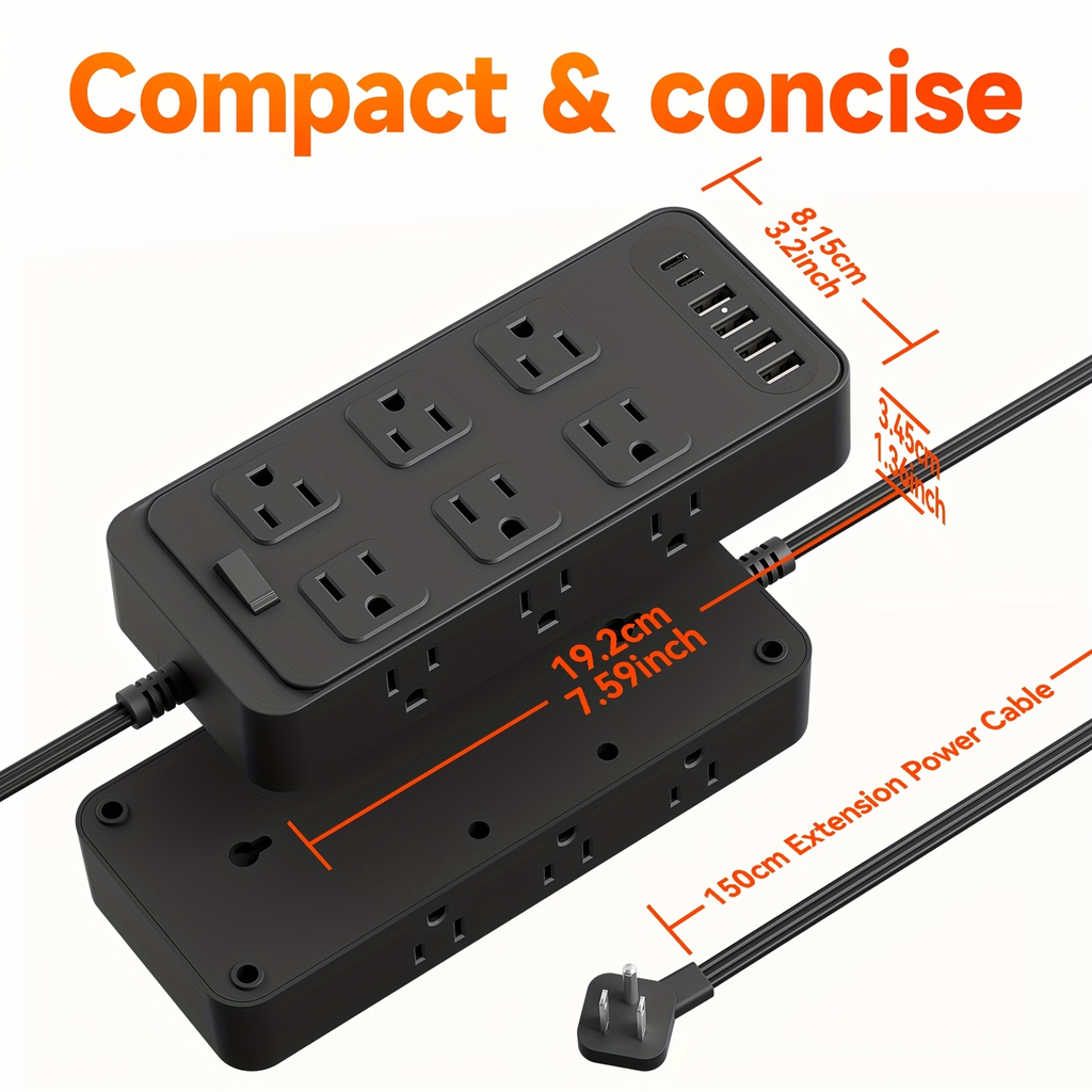 Charging Station 18-in-1 Power Strip Surge Protector 12 AC Outlets 6 USB Ports 4 USB-A 2 USB-C for an Everyday Personal Care 