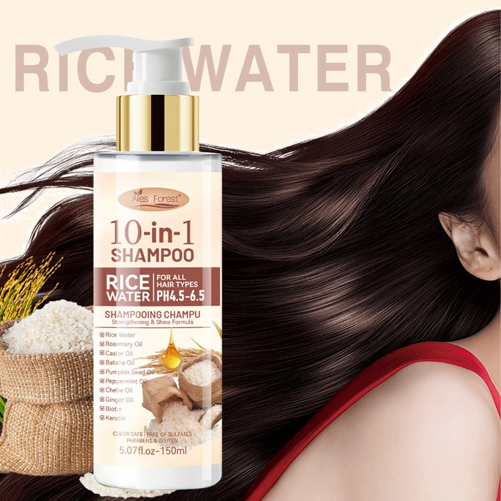 Rice Water 10-in-1-Labeled Shampoo and Conditioner Duo in 150mL Pump Bottles with White-and-Gold Packaging — image 9