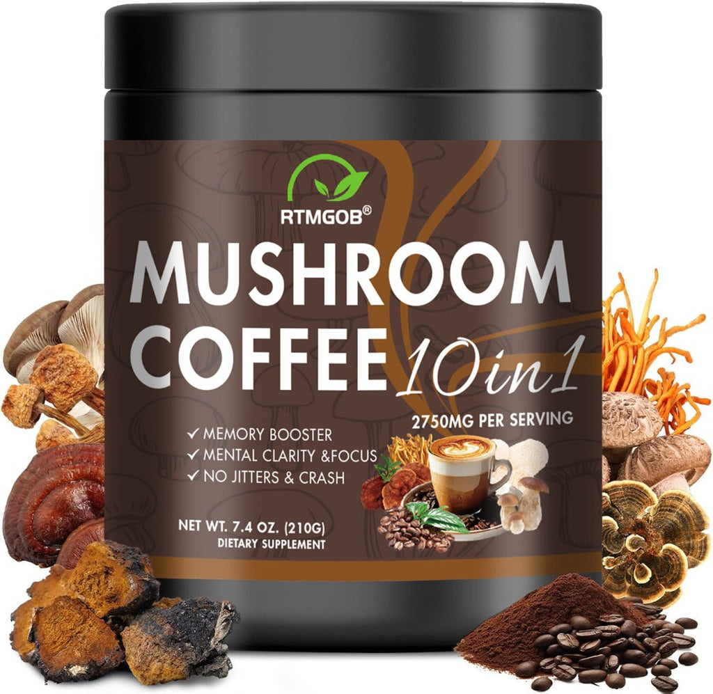 Mushroom Coffee Blend Powder 210g, Instant Coffee with Lion's Mane, Reishi, Cordyceps, Chaga & Chanterelle — image 11