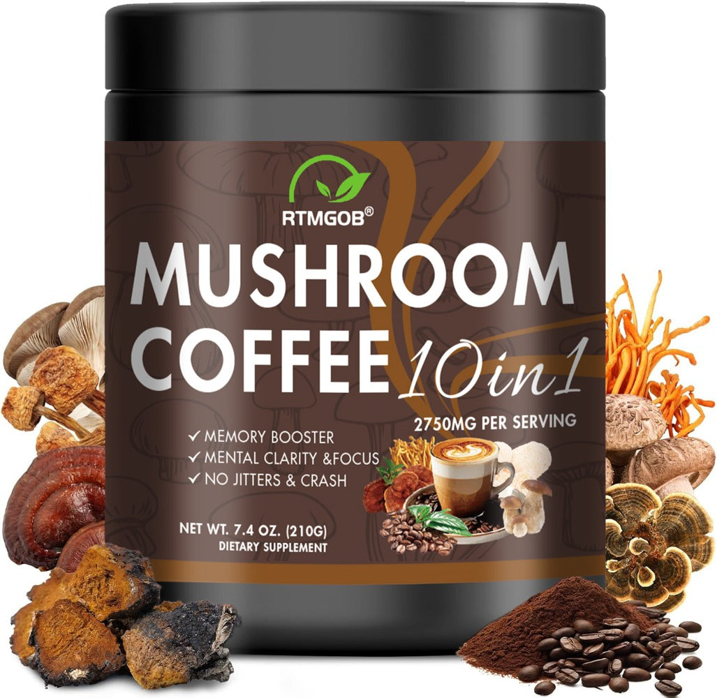 Mushroom Coffee Blend Powder 210g, Instant Coffee with Lion's Mane, Reishi, Cordyceps, Chaga & Chanterelle — image 11