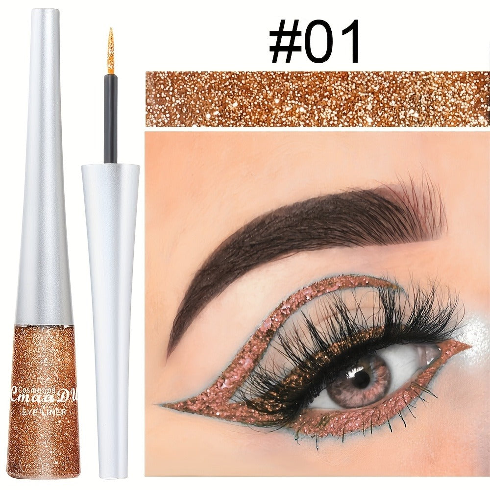 Glitter Liquid Eyeliner Set 16 Colors Waterproof Shimmer Metallic Eye Liner Pen Kit – Long-Lasting Smudge-Proof Sparkle Eye M