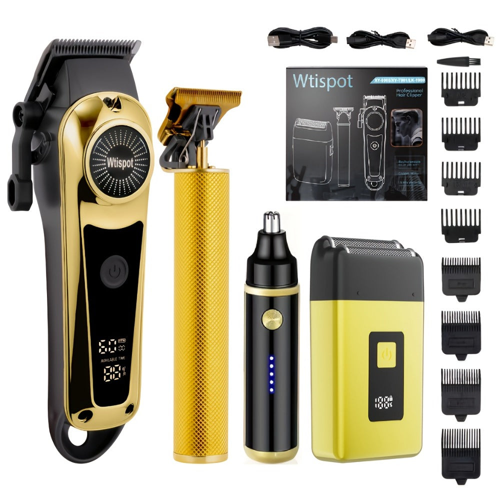 Hair Clipper Whistpot Two- or Four-Piece Cordless Grooming Set with USB Charging and Battery Displays — image 3