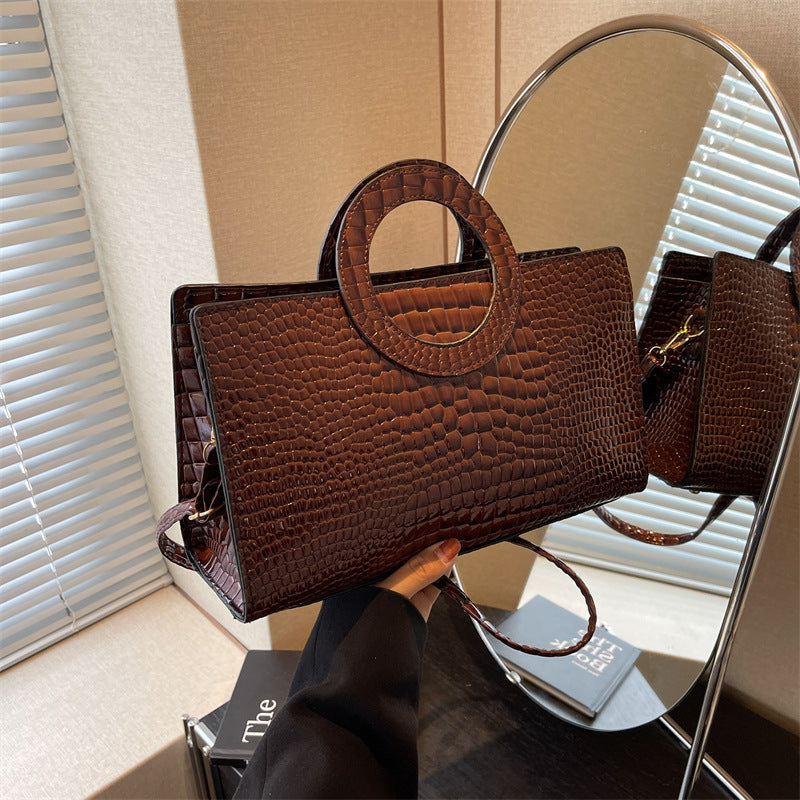 Fall Winter Fashion Retro Handbag Stone Texture Niche Bag Simple Women