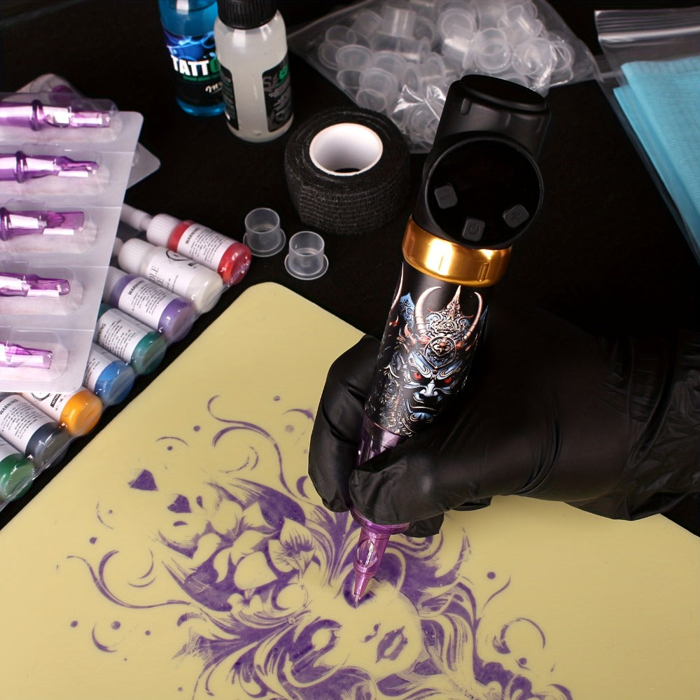 Tattoo Machine Kit INKSOUL TM-78 Wireless Rotary Pen with Carry Case, 10 Cartridges, Ink Cups and Transfer Paper — image 6