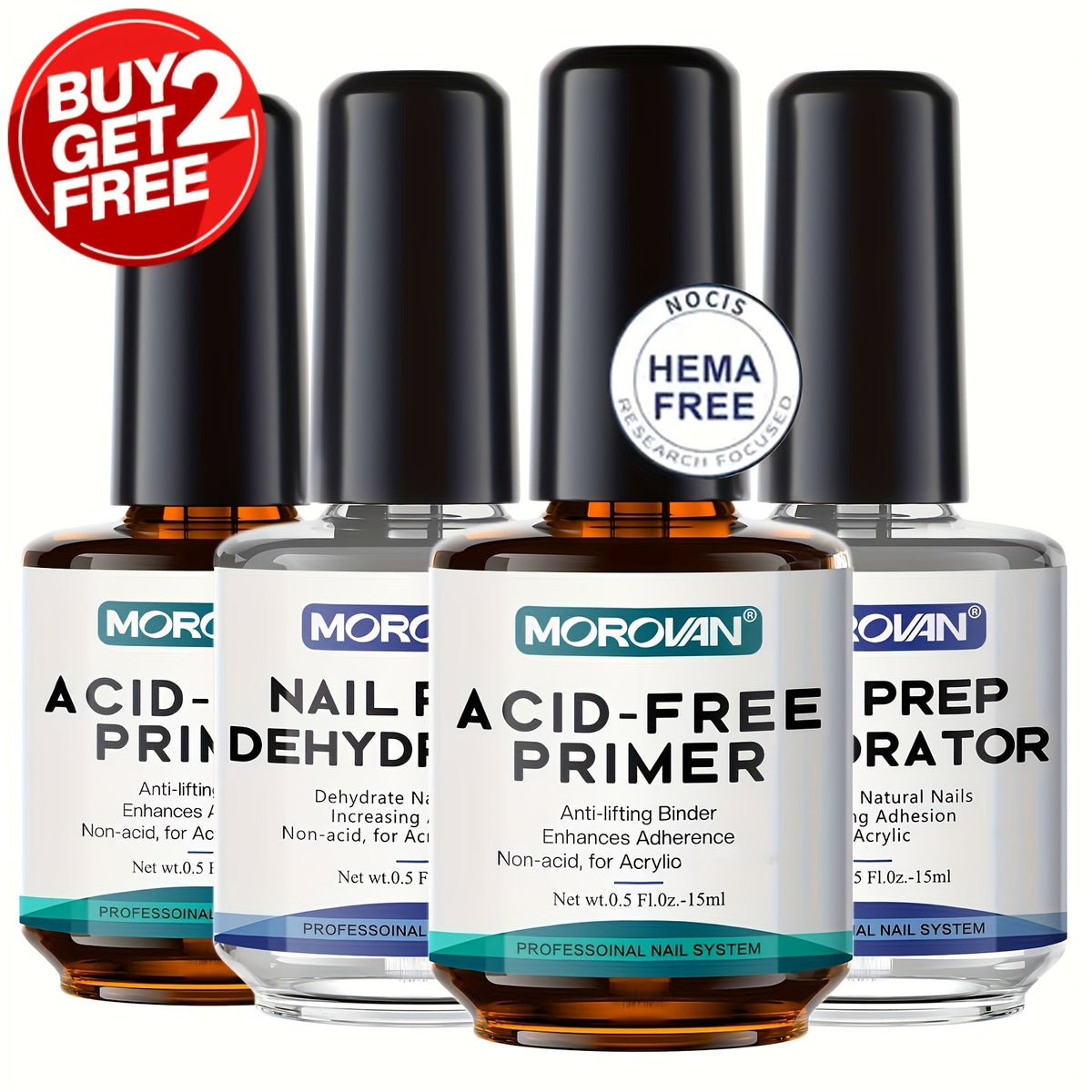 Acid Free Nail Dehydrator and Primer Set with File and Brush for Acrylic and Gel Manicure Prep — image 9