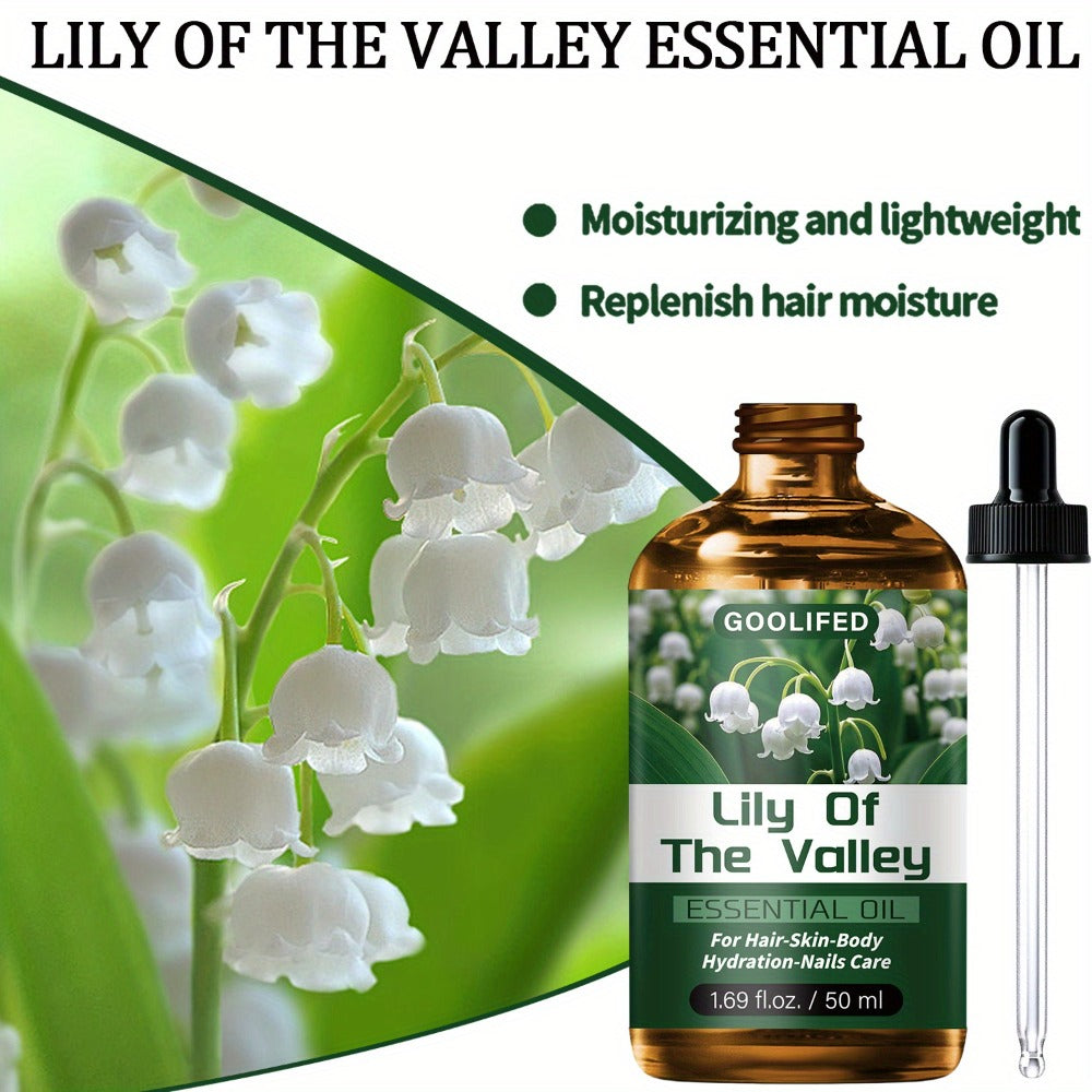 Lily of the Valley Body Oil Blend in a 50ml Amber Dropper Bottle with Floral Green Label Design — image 2