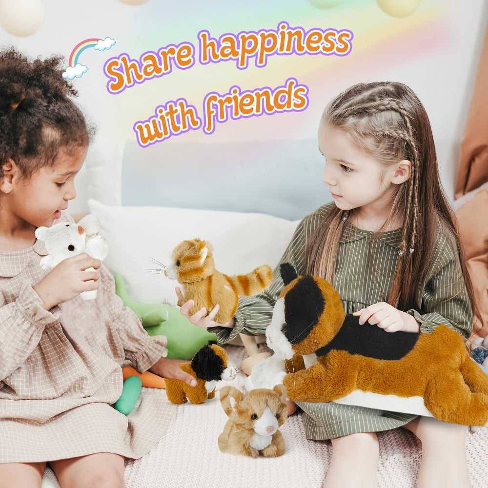 Stuffed Animal Mommy Cat Set with Four Baby Kittens, Five-Piece Family Design and Soft Fabric — image 4