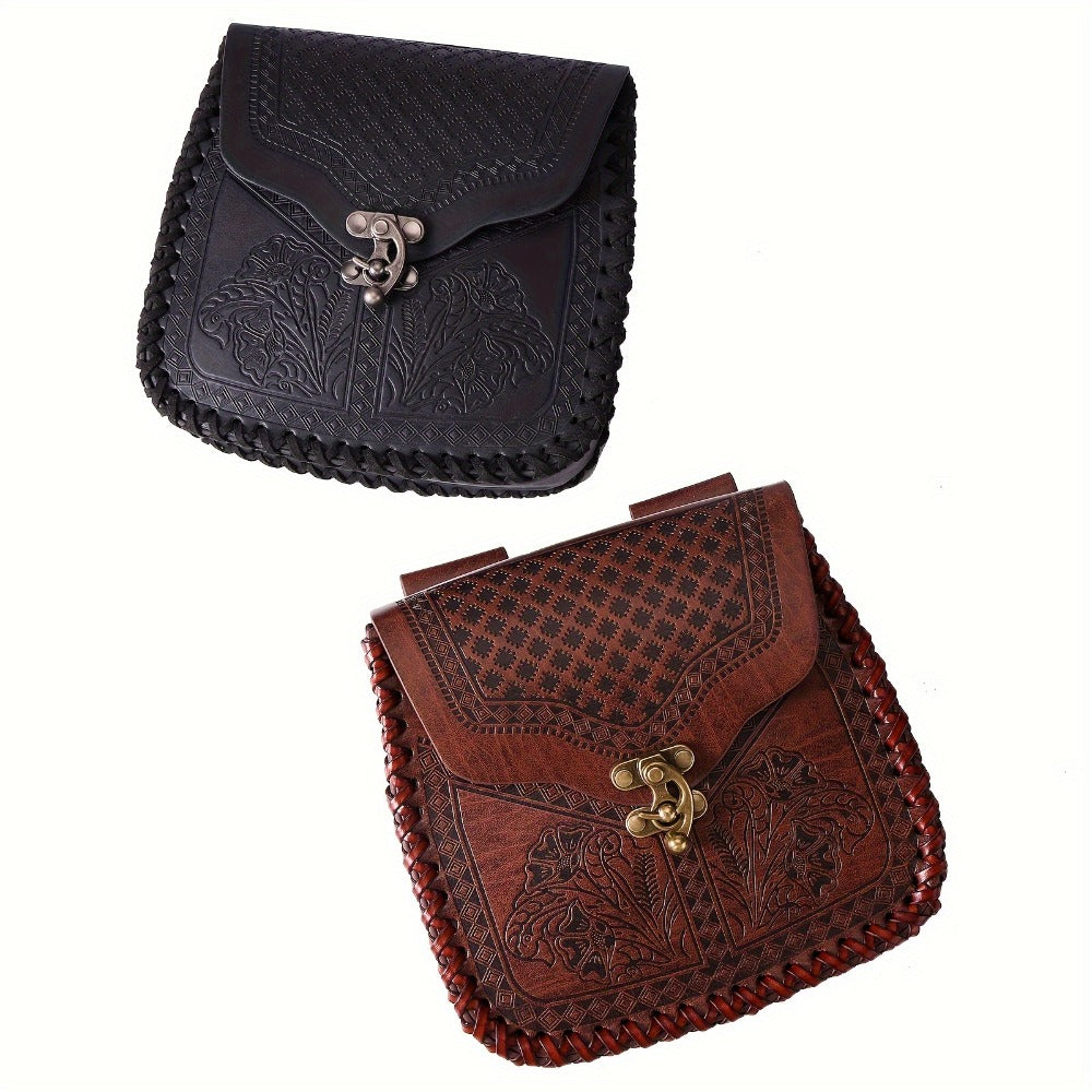Dragon Embossed Faux Leather Waist Bag, Medieval Viking Norse Style Belt Pouch, Coin Purse Hip Bag for Renaissance Faire — im