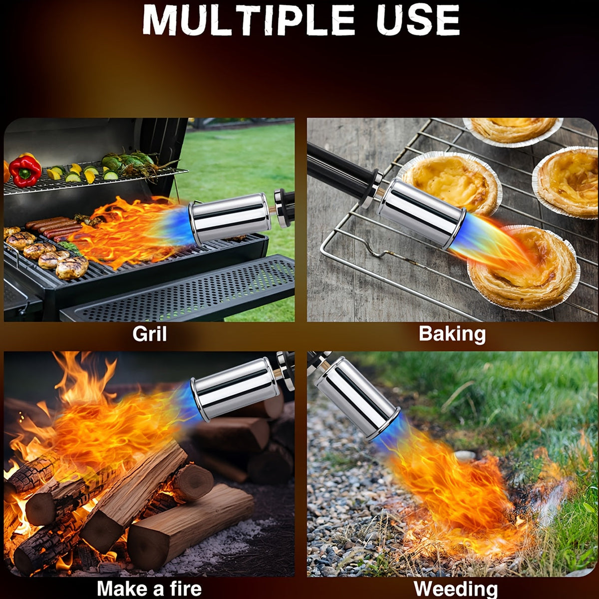 Cooking Torch Butane Blow Torch with Adjustable Flame & Detachable Design, Kitchen Culinary Torch for Creme Brulee — image 5
