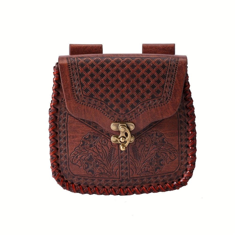 Dragon Embossed Faux Leather Waist Bag, Medieval Viking Norse Style Belt Pouch, Coin Purse Hip Bag for Renaissance Faire — im