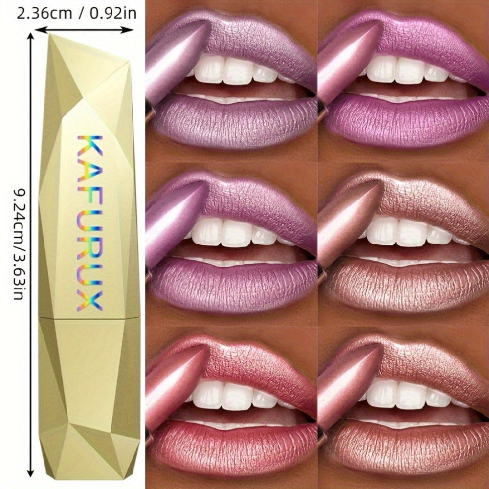 Shimmer Lipstick Set 6 Piece Waterproof Long Lasting Glossy Lip Color Coral Pink Red Purple Shades Makeup Kit for Women Trave