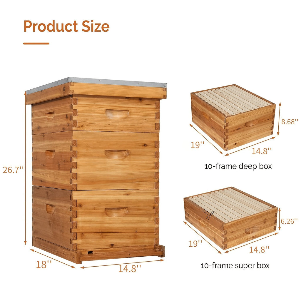 Langstroth Bee Hive Kit Wax Coated Wood 10-Frame 3-Layer Frames for Everyday Face, Beard and Body Grooming — image 1