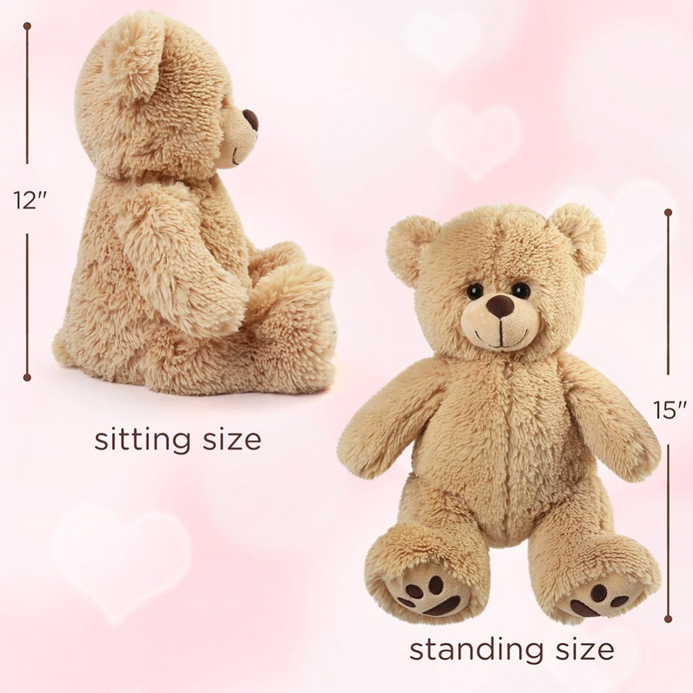 Teddy Bear Stuffed Animal 15 Inch Classic Brown Plush Bear with Safe with the Listed Color, Size or Set Options for Everyday 