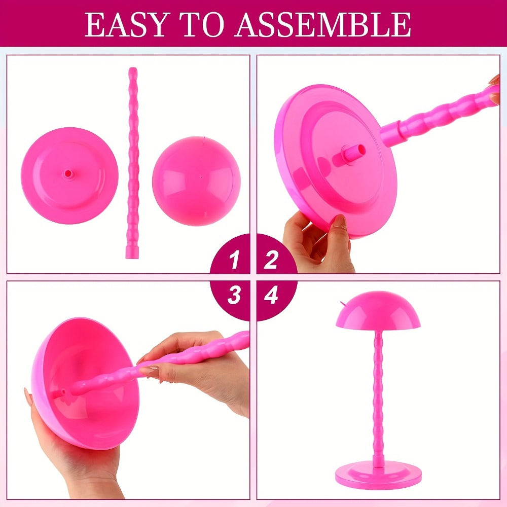 Portable Wig Stand Set, Eight 13.8-Inch Detachable Holders in White, Rose Red or Black for Display — image 5
