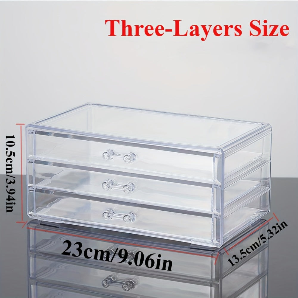 Clear Acrylic Makeup Organizer 5-Tier with Drawers Dustproof Cosmetic Storage for Lipstick Foundation Brushes Skincare — imag