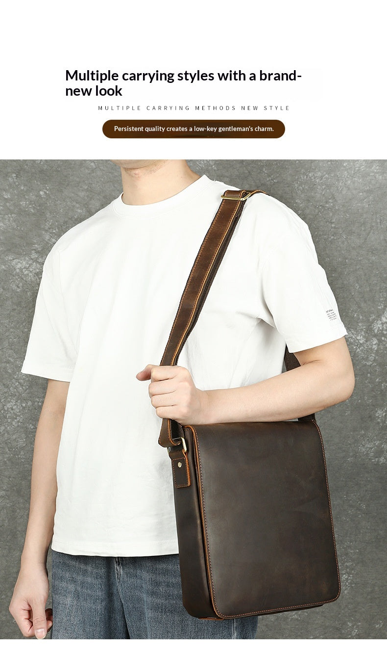 Men's Premium Leather Crossbody Bag, Sophisticated And Casual Single-shoulder Design