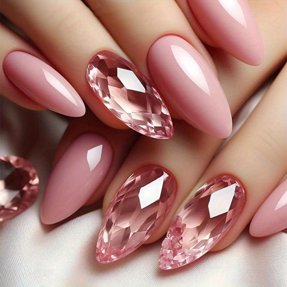 Glue On Nails, 120-Piece Medium Almond Set with Gradient Holographic Finish, Jelly Glue and Nail File — image 14
