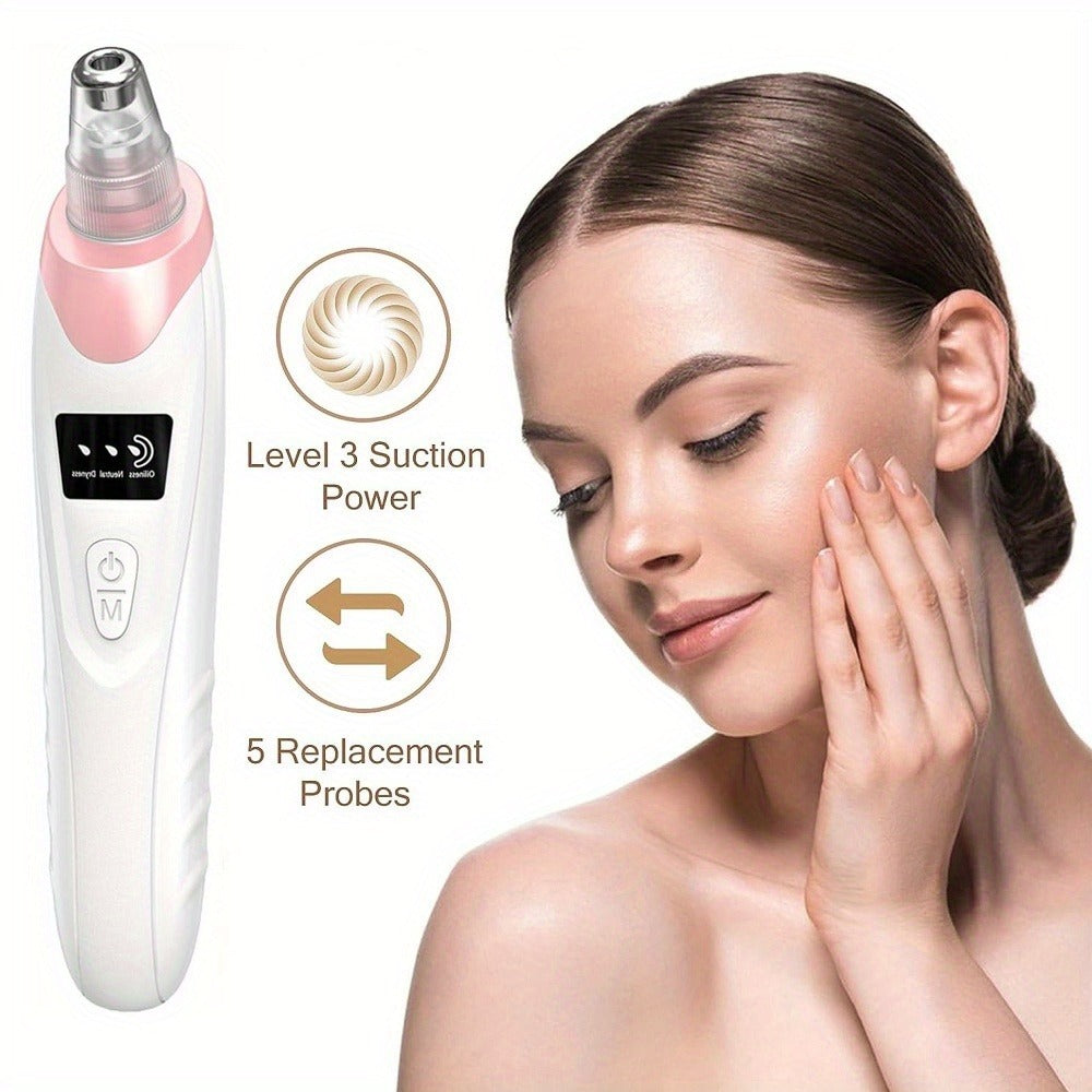 Pink Pore Vacuum Blackhead Remover with 3 Suction Levels, 5 Heads and 4 Manual Extractor Tools — image 10