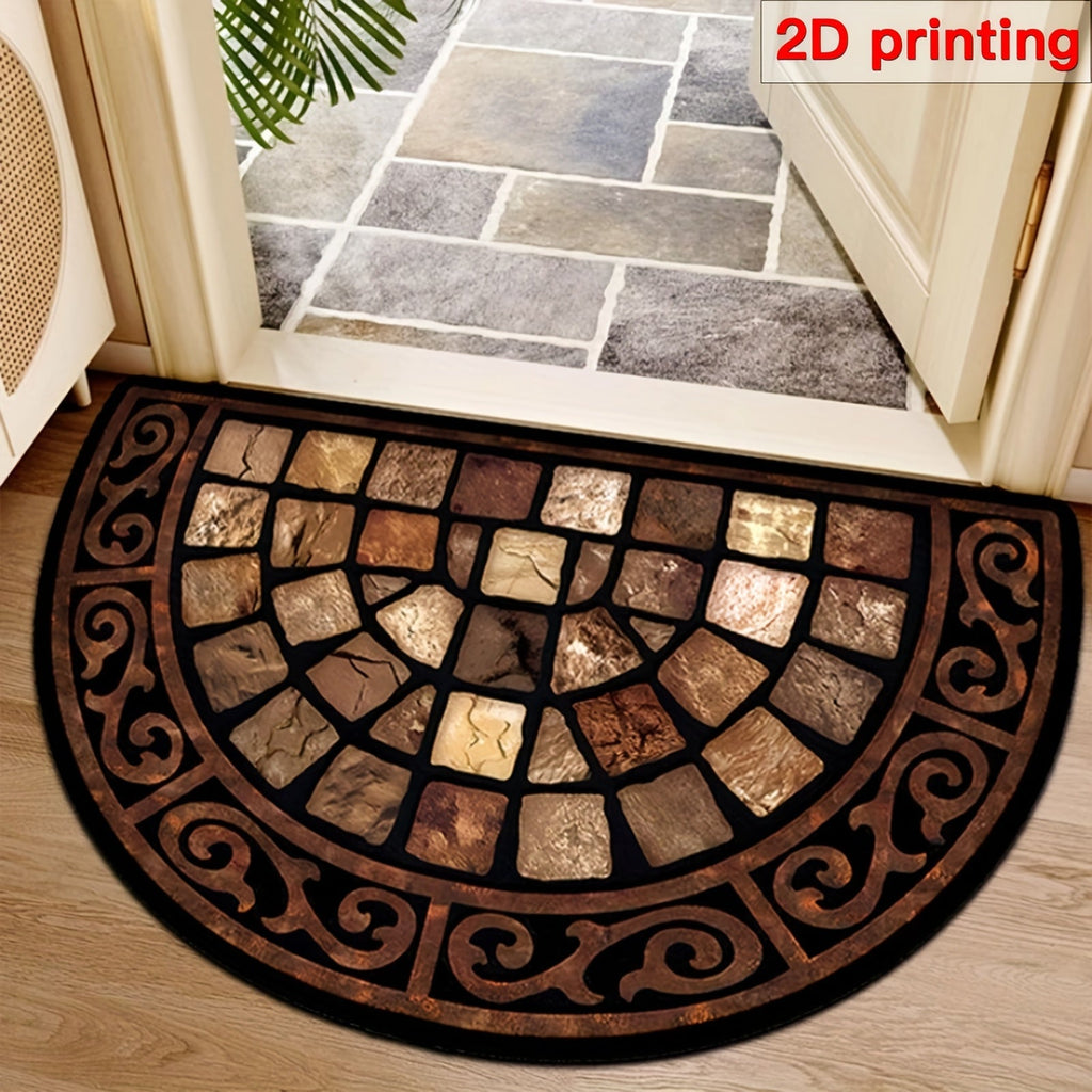 Door Mat Semi Circle Non-Slip | Luxury Velvet Entryway Living Room — image 7