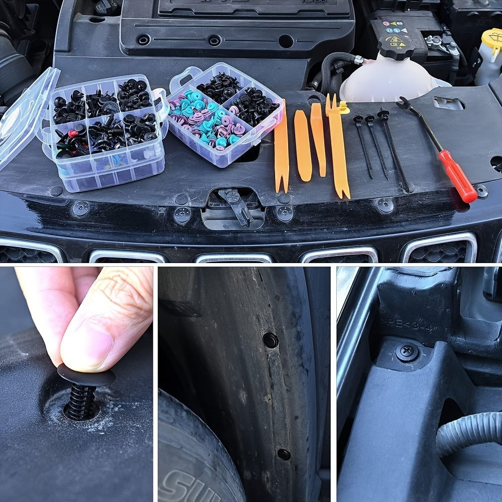 Car Bumper Screw & Rivet Repair Kit 725-Piece – Universal Plastic Clips, Nuts & Fasteners for Bumper, Wing & Interior Body Pa