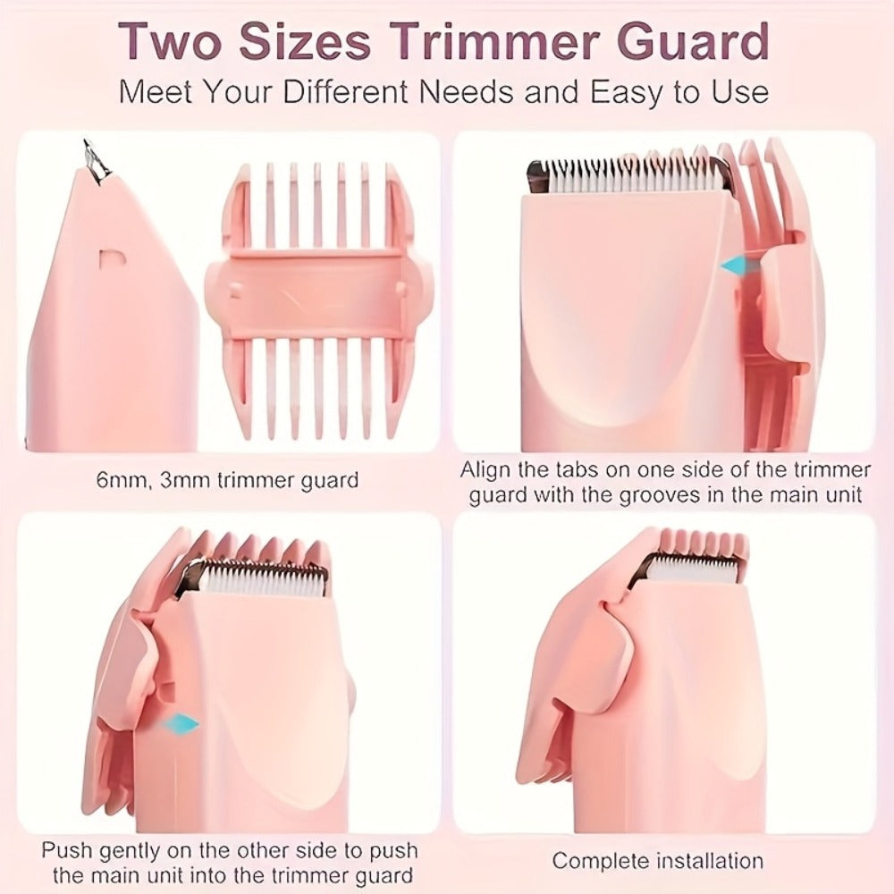 Bikini Trimmer Electric 2-in-1 Rechargeable Dual-Head Face Shaver for Women – Stainless Steel Blade USB Cordless Hair Remover