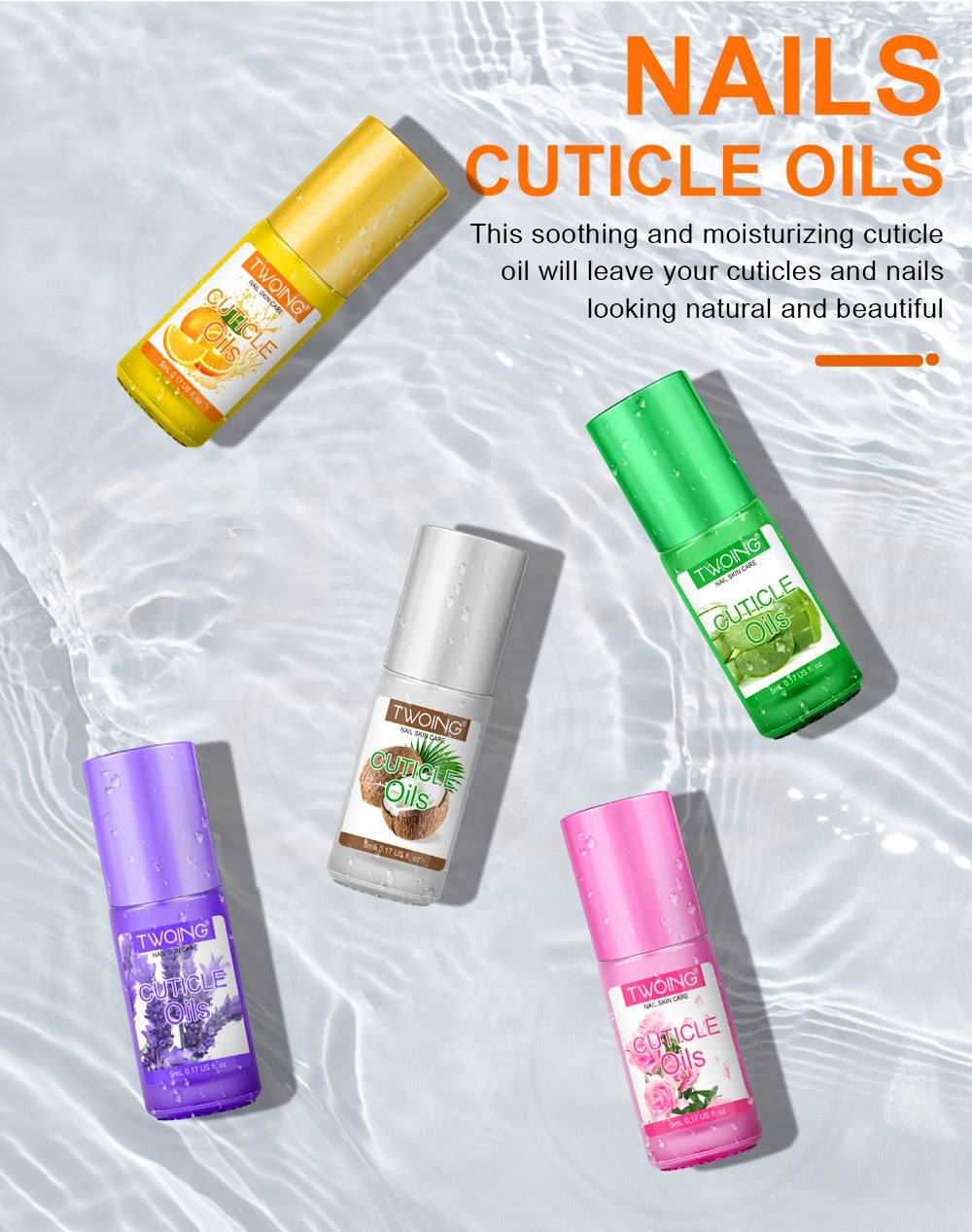 Cuticle Oil Set 6 Scents with Jojoba Oil Grape Seed Oil & Vitamin E – Paraben-Free Plant-Based Daily Nail Treatment for Dry D