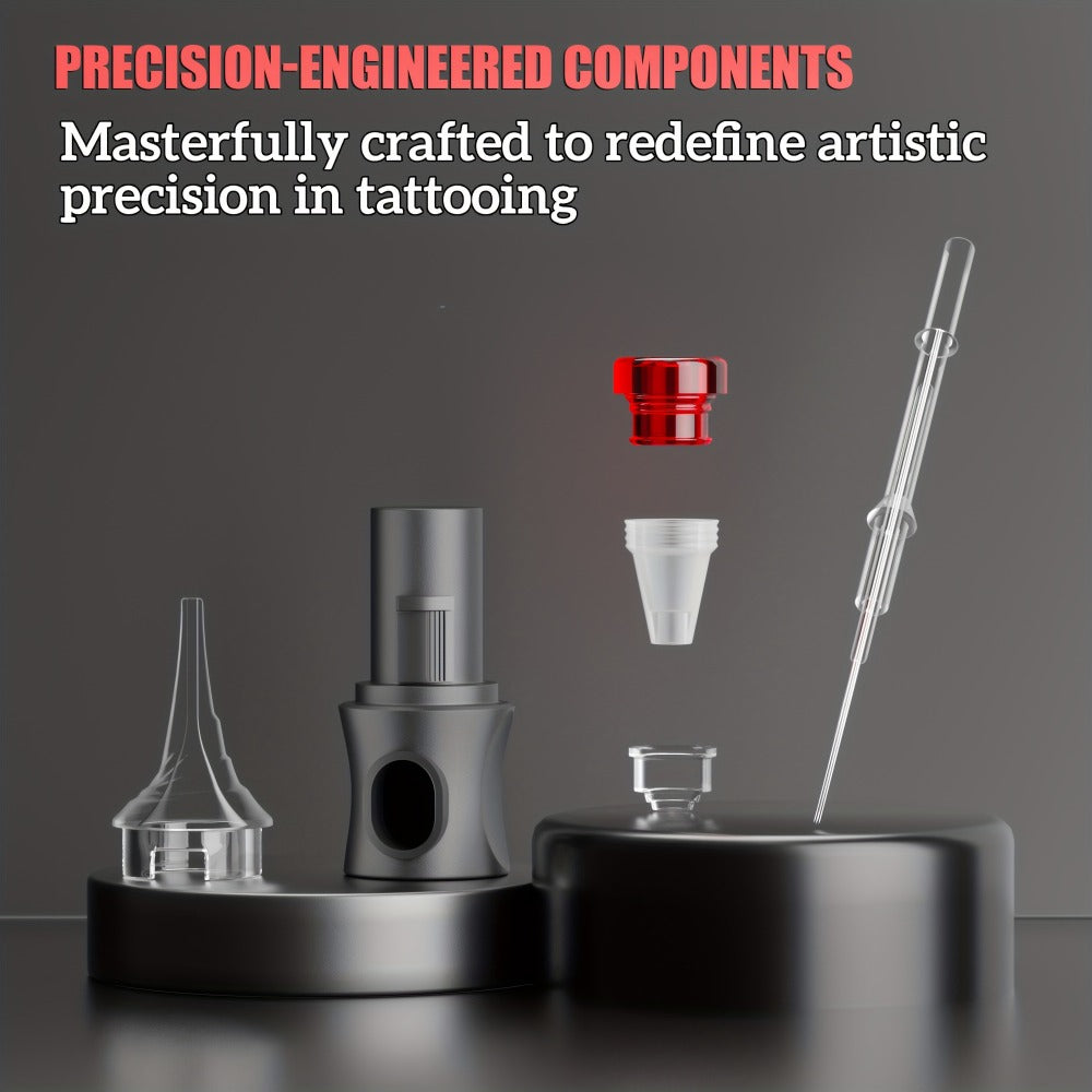 Wireless Tattoo Machine Kit Complete - POSEIDON V5 Rotary Pen with LCD Screen 1500mAh for Temporary Body Art, Festivals and C