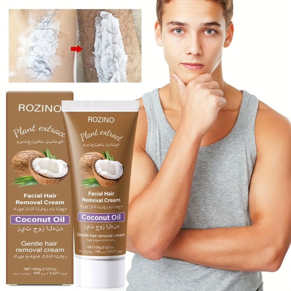 Hair Removal Cream ROZINO 100g Coconut Tube with Carton for Women’s External Body Grooming Routine — image 8