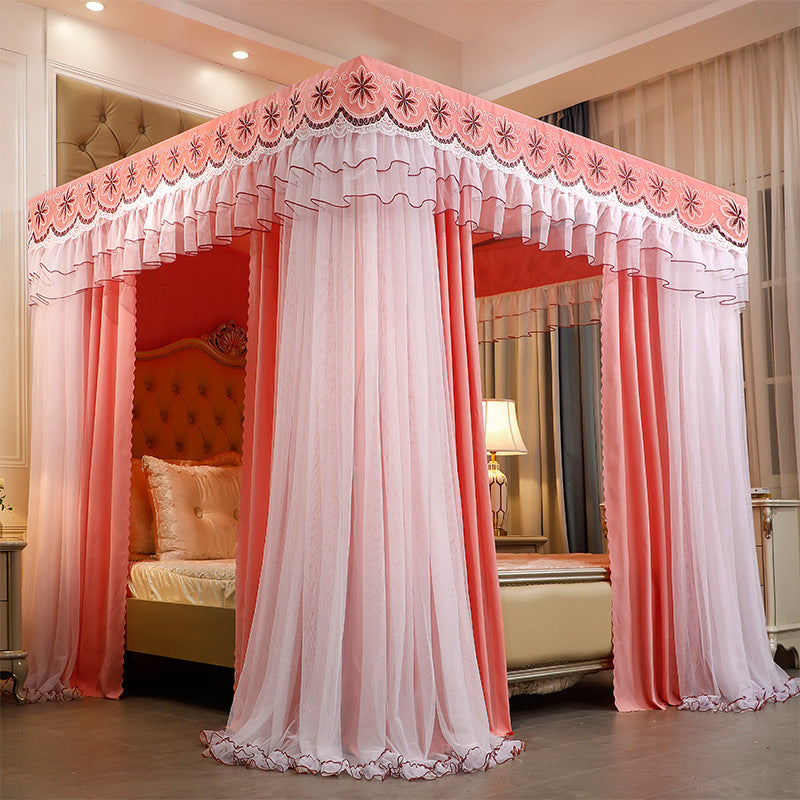 Double-layer Double-rod Three-door Bed Curtain Floor-to-ceiling Mosquito Net
