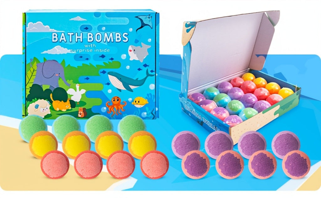 Ocean Bath Bombs Gift Set 20pcs Sea Themed Fizzy Bath Salt Balls Fun Treasure Shapes Colorful, for Bath Time, Home Spa and Pe