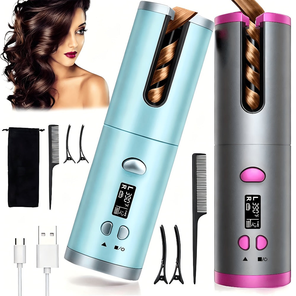 USB-Rechargeable Automatic Curling Chamber with Six Heat Settings, LCD Timer and Four Color Options — image 5