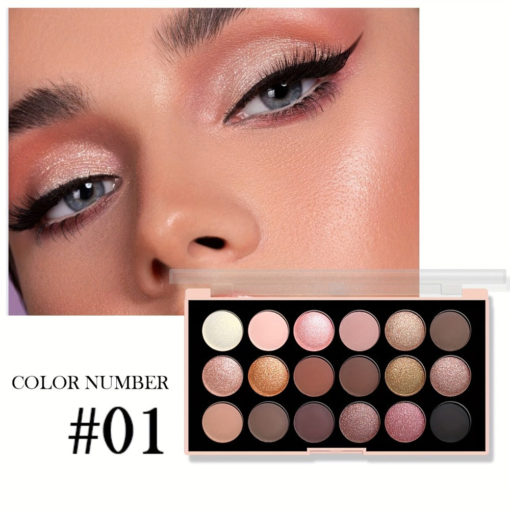 Eyeshadow Palette ANNA ROSE 18-Shade Compact with Pink-Brown Color Themes and Matte-Shimmer Finish Mix — image 15