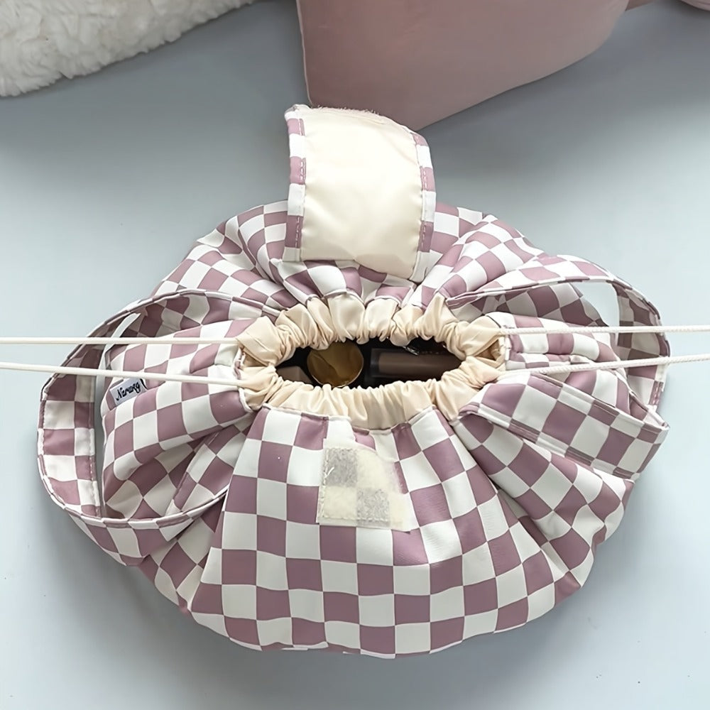 Makeup Bag Drawstring Flat-Lay Oxford Organizer in 12 Print and Color Options for Travel, Vanity and Everyday Beauty Storage 