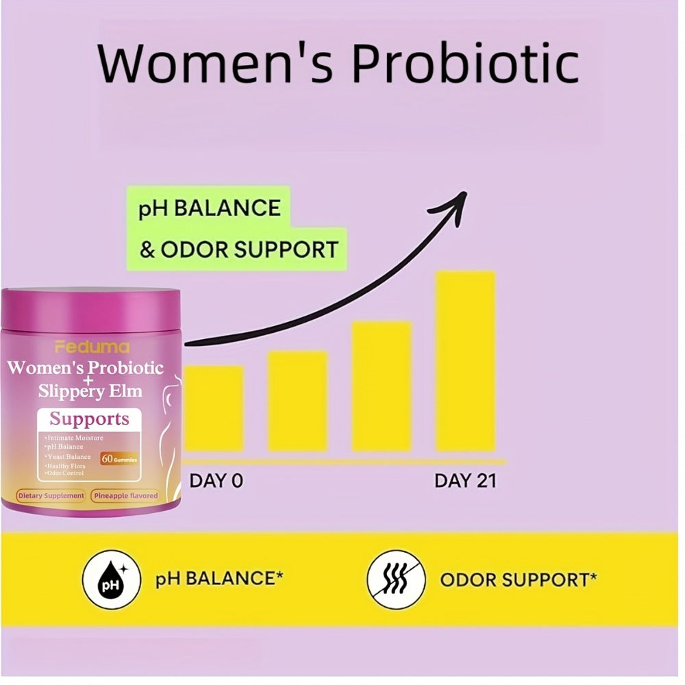Women's Probiotic Gummies for Vaginal Health & Intimate Balance, 60 Count Pineapple Flavor, Supports Healthy Flora — image 4