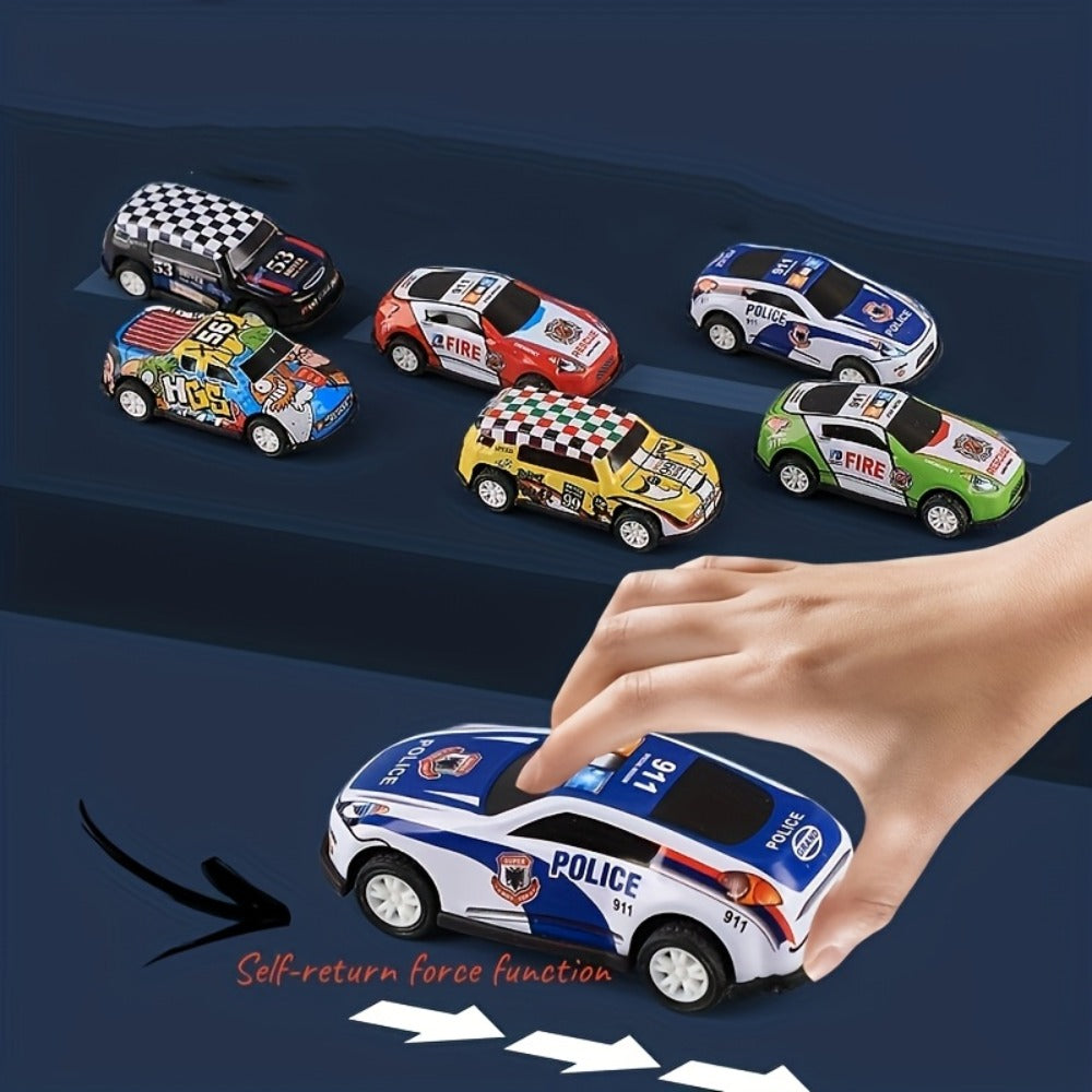 56 Pcs Mini Die-Cast Metal Car Set with 2 Stunt Cars, Play Mat & Storage Box - Friction Pull Back Toy Cars for Kids Boys Girl