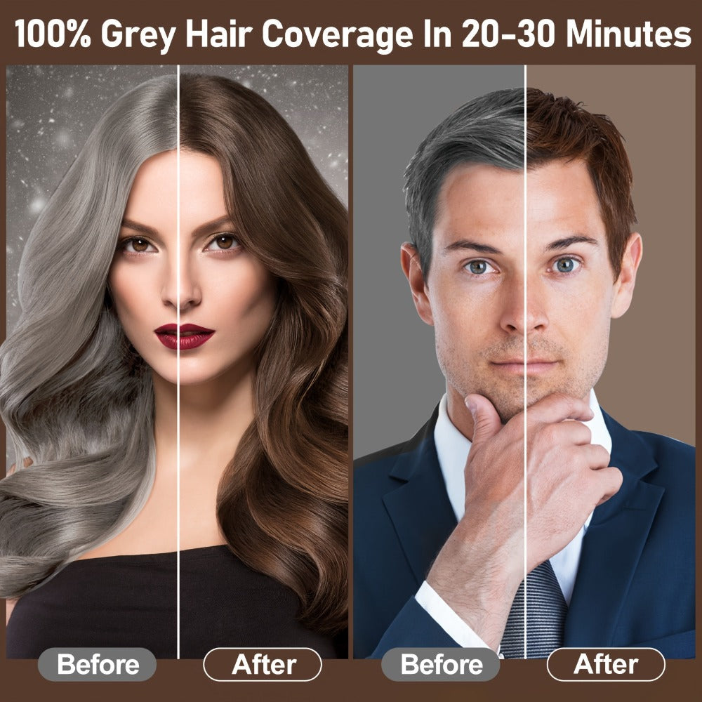 RILSIC 3-in-1 Gray Hair Color Shampoo with Plant Squalene – 100% Gray Coverage Wash & Condition Instant Results, No Mix No Am