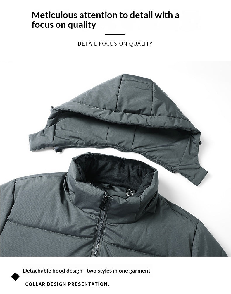 New Mens Graphene Cotton Jacket With A Detachable Hoodextra-thick And On-trend