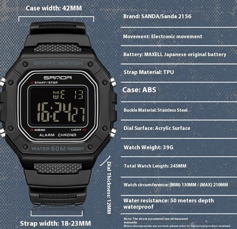 Swimming Waterproof Youth Electronic Watch Simple Alarm Clock