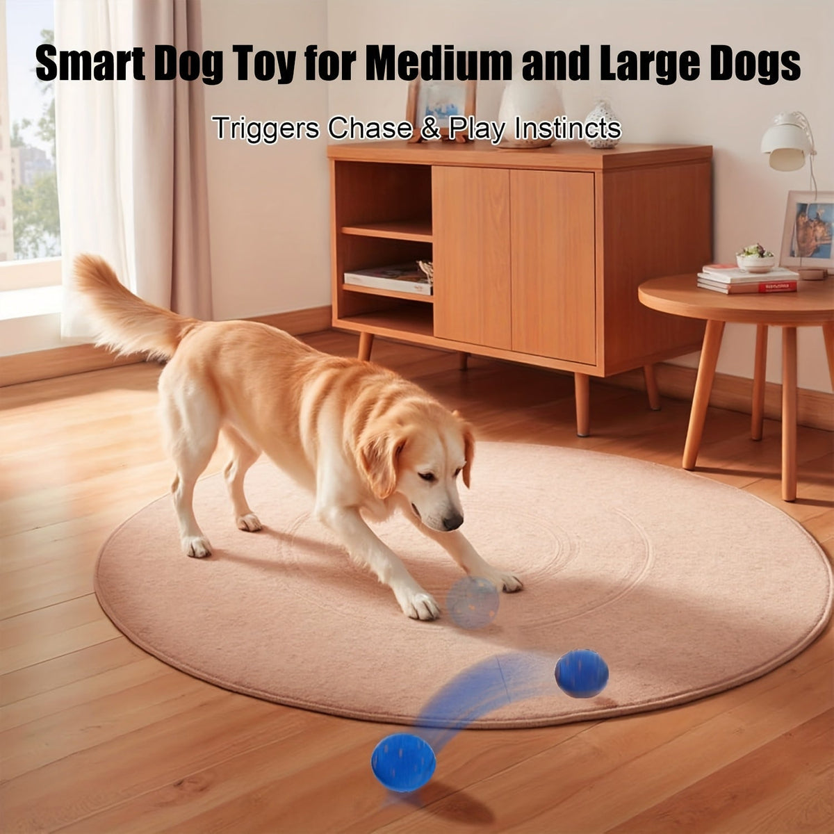 Dog Toy Motion-Activated E-TPU Ball with Auto-Rolling, Rotating and Bouncing Modes in Blue or Orange — image 4