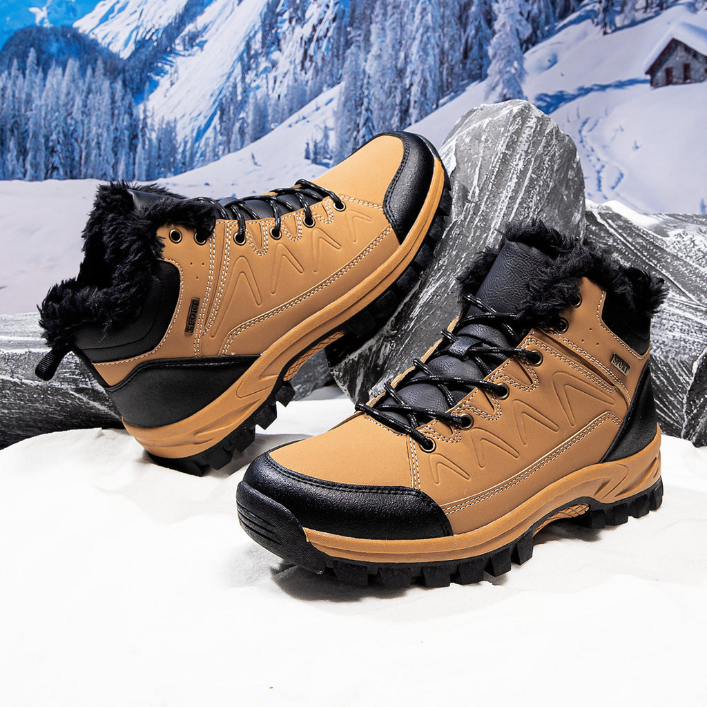 Mens Plus-Size High-Top Fleece-Lined Thermal Cotton Shoes