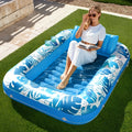70 x 46-Inch Inflatable Pool Float Tanning Bed in Blue with Open Center, Ribbed Base and Raised Pillow — image 9